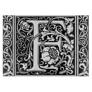 Letter F Medieval Monogram Art Nouveau Cutting Board