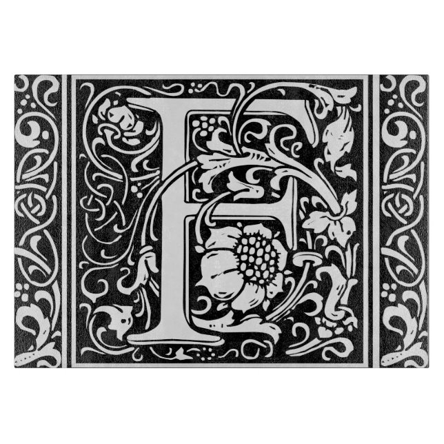 Letter F Medieval Monogram Art Nouveau Cutting Board (Front)