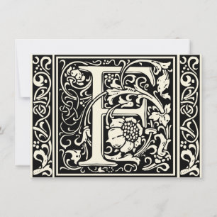 Letter F Medieval Monogram Art Nouveau Invitation