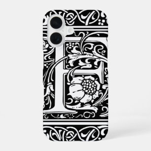 Letter F Medieval Monogram Art Nouveau iPhone 16 Case