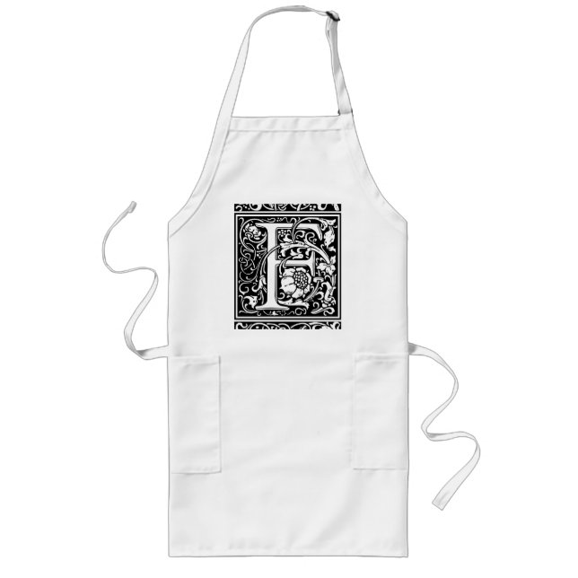 Letter F Medieval Monogram Art Nouveau Long Apron (Front)