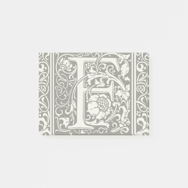 Letter F Medieval Monogram Art Nouveau Post-it Notes (Front)
