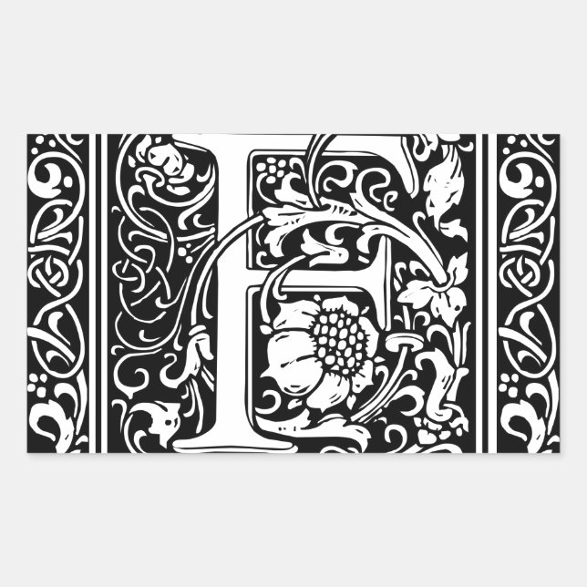 Letter F Medieval Monogram Art Nouveau Sticker (Front)