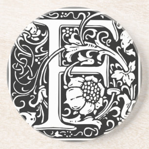 Letter F Medieval Monogram Vintage Initial Coaster