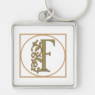 LETTER F MONOGRAM Beautiful Wedding New Home Gift Keychain