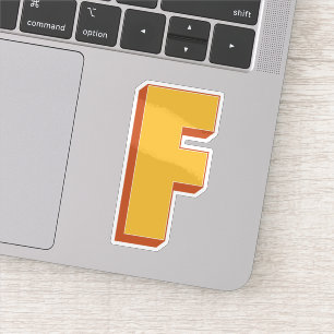 Letter F Monogram, Bold 3D Type Font Initial 