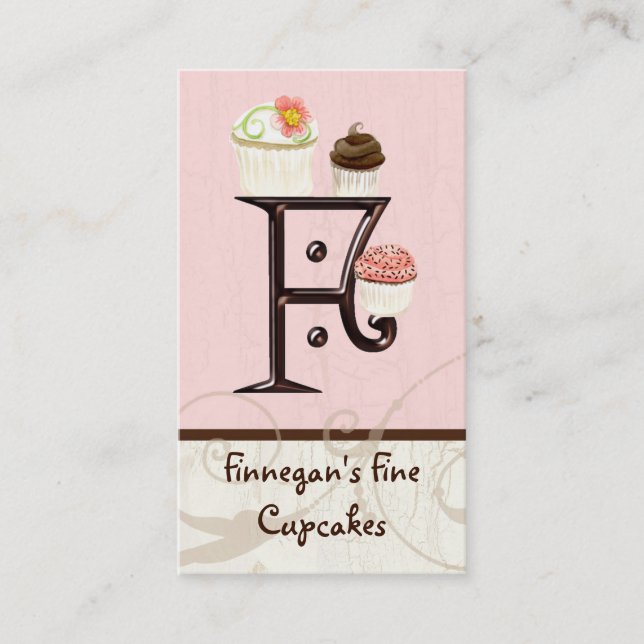 Letter F Monogram Dessert Bakery Business Cards (Front)