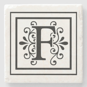 Letter F Monogram Stone Coasters