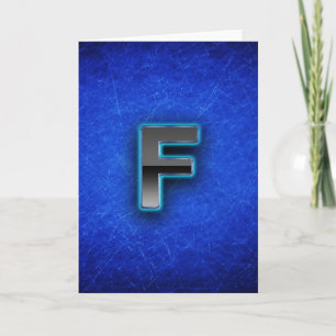 Letter F — neon blue edition Card