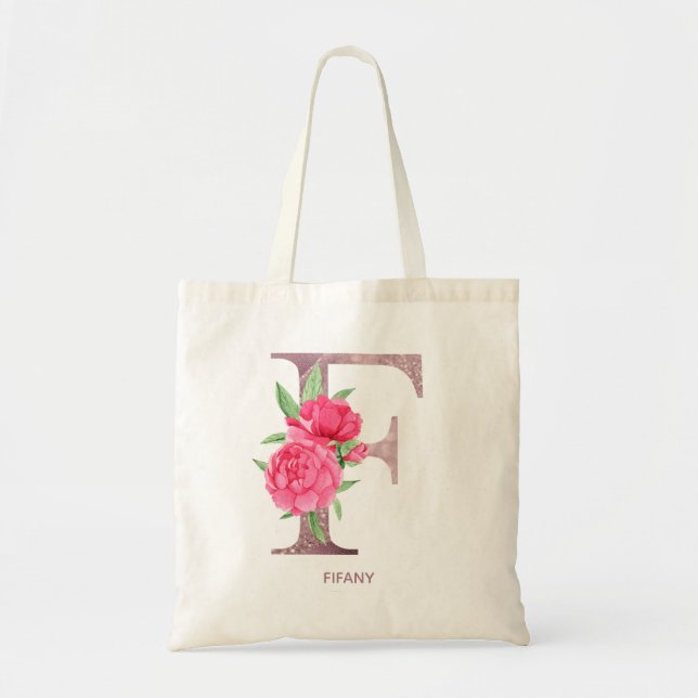 Letter F Personalized name monogram bridesmaid   Tote Bag (Front)