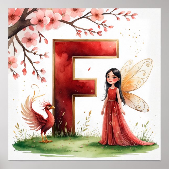 Letter F Phoenix Bird Fairy Poster Mythical Art (Front)