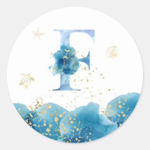 *~*  LETTER F - Sea Ocean Beach Envelope  Sticker