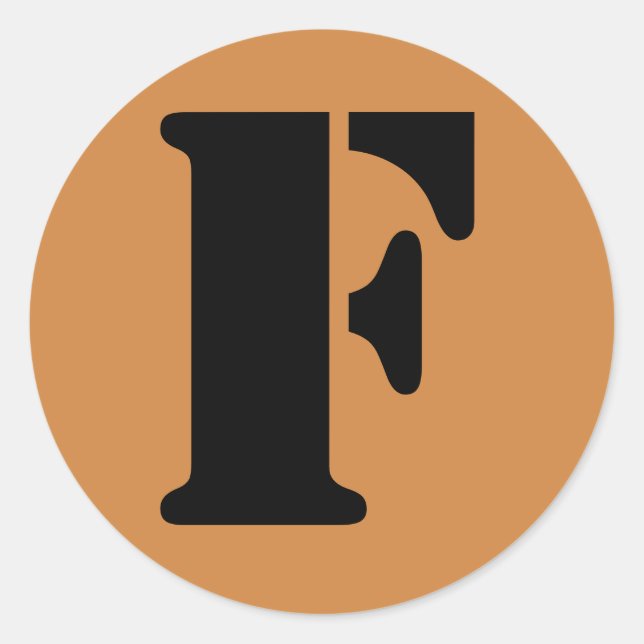 Letter F Stencil Alphabet by Janz Peru Gold Classic Round Sticker (Front)