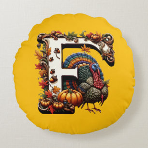 Letter f Thanksgiving gift style Round Pillow