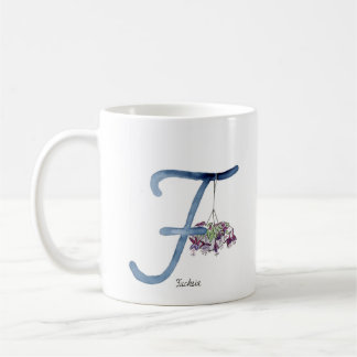 Letter “F” watercolor flower initial mug