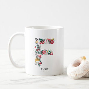Letter F   Whimsical Floral Letter Monogram I Mug