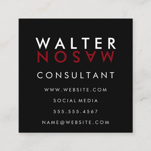 Letter Flip | Simple Square Business Card (Front)