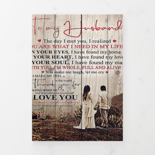 Letter For Him | Cool To My Husband Gift Tri-Fold Announcement (Cover)