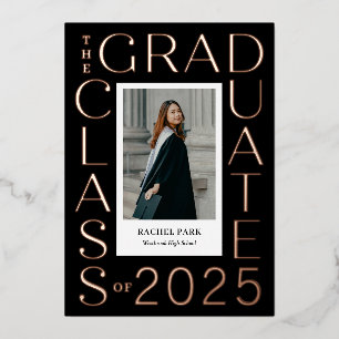 Letter Frame Foil Graduation Announcement Invite