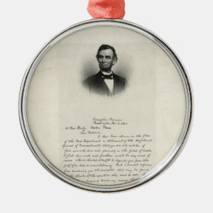 Letter from Abraham Lincoln Metal Ornament