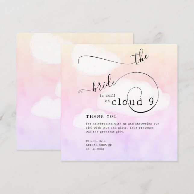 Letter from Cloud 9 Humourous Pink Bridal Shower Thank You Card (Front/Back)