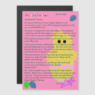Letter from Easter Bunny Pink Yellow Chick Egg