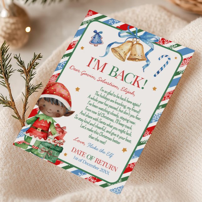 Letter from Elf Christmas Boy Letter Card (Letter from Elf Christmas Dark Black Hair Dark Brown Boy Letter Card )
