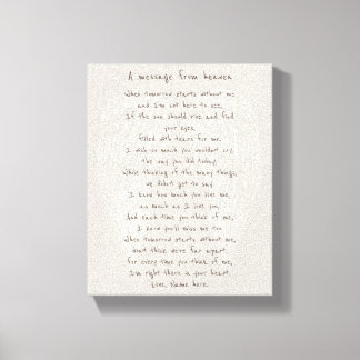 Letter from Heaven - In Loving Memory Heaven Poem Canvas Print