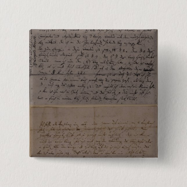 Letter from Leopold Mozart 2 Inch Square Button (Front)