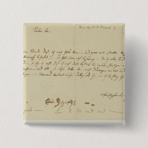 Letter from Mozart to a freemason, January 1786 2 Inch Square Button