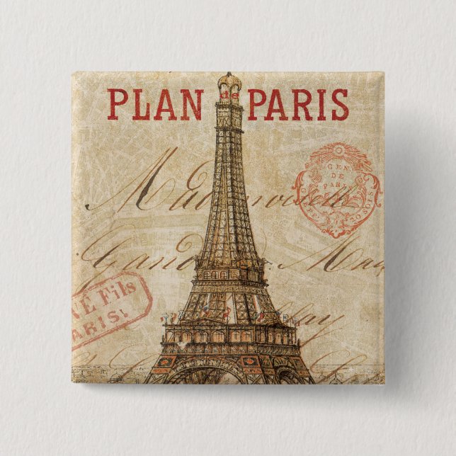 Letter from Paris 2 Inch Square Button (Front)