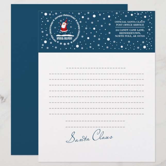 Letter from Santa Claus. Custom  Letterhead (Front/Back)