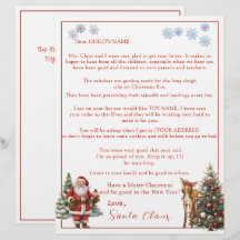 Letter from Santa Claus Snowflakes Reindeer