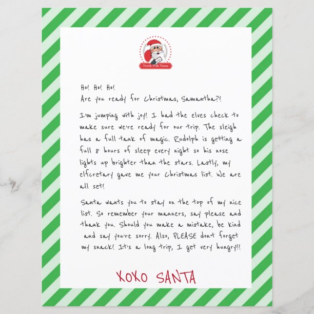 Letter From Santa Claus To Kids (Front)