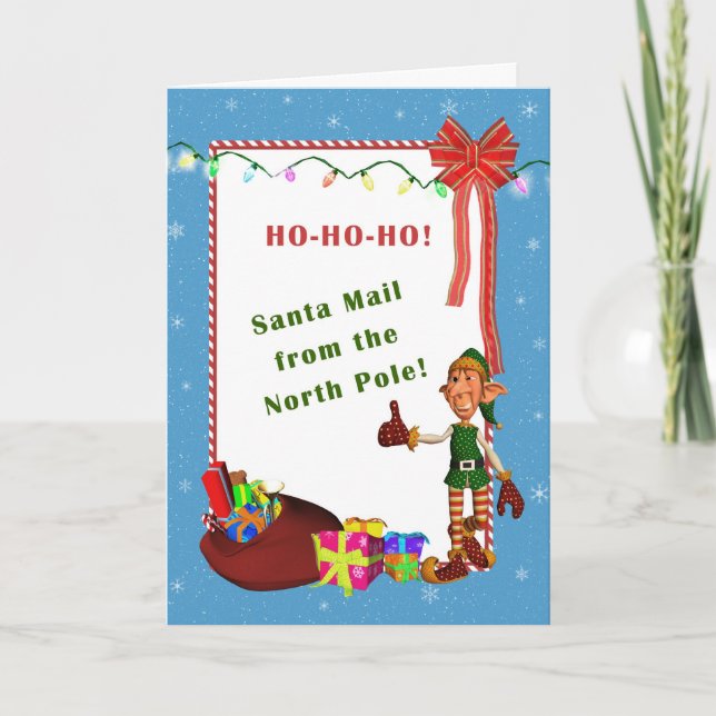 Letter from Santa - Elf and Presents Card Template (Front)