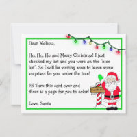 Letter from Santa for Kids + Colouring Page on Bac
