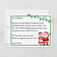 Letter from Santa for Kids | Colouring Page on Bac