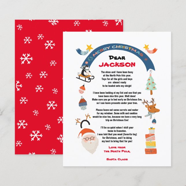 Letter from Santa from the North Pole Christmas (Front/Back)