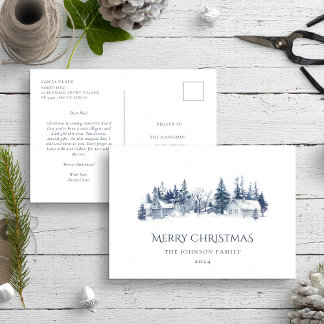 Letter from Santa to baby Blue Christmas Winter Postcard