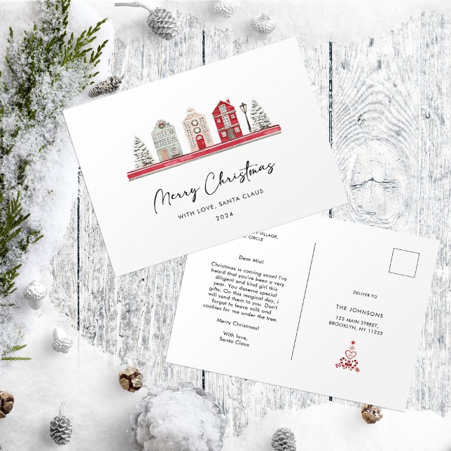 Letter from Santa to baby Christmas Cute Houses Postcard (Creator Uploaded)