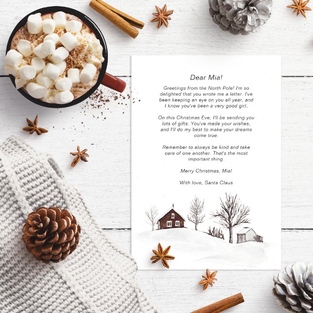 Letter from Santa to baby Monochrome Winter  Holiday Card (Creator Uploaded)
