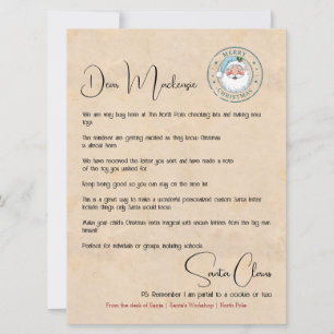Letter From the Desk of Santa Personalized Holiday Card