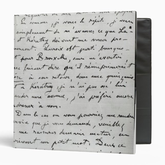 Letter from Zola to Edouard Manet  1868 Binder (Front/Inside)