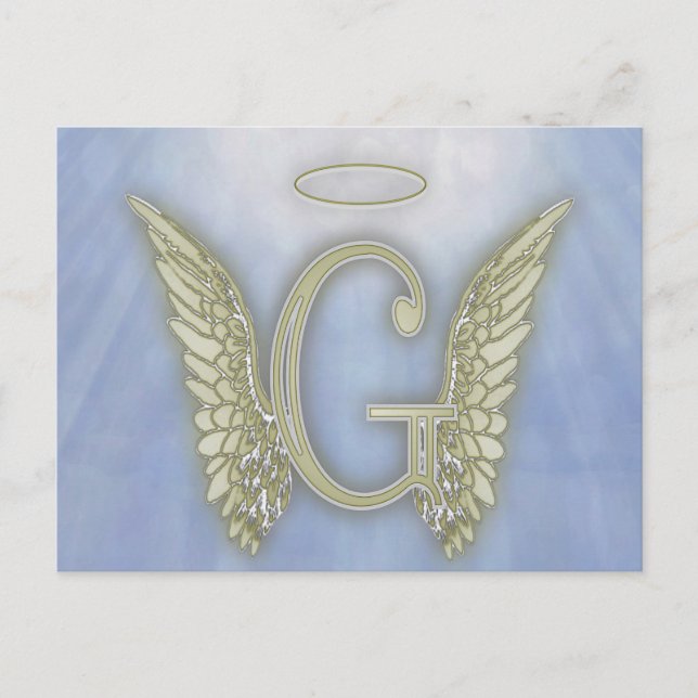 Letter G Angel Monogram Postcard (Front)