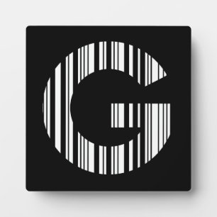 LETTER G BAR CODE First Initial Barcode Pattern Plaque