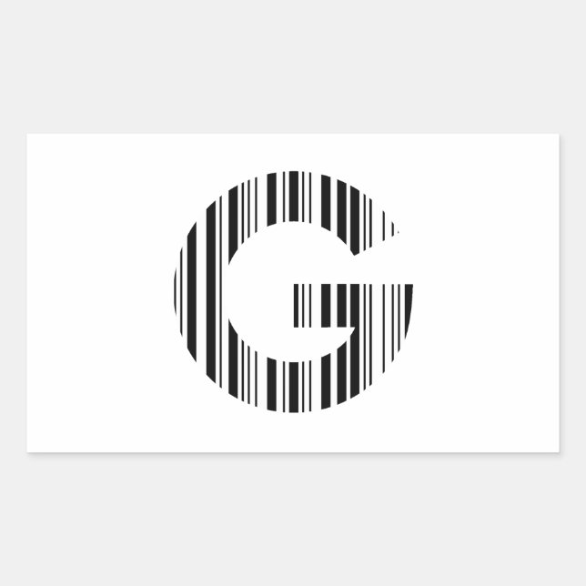 LETTER G BAR CODE First Initial Barcode Pattern Sticker (Front)