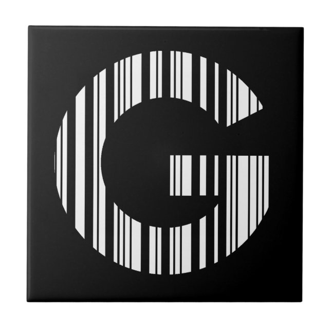 LETTER G BAR CODE First Initial Barcode Pattern Tile (Front)