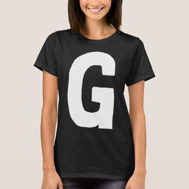 Letter G big and bold white T-Shirt (Front)