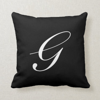 Letter G Black Monogram Pillow