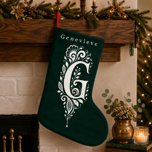 Letter G Botanical Monogram Personalized Stocking